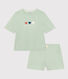 Damen-Pyjama bestehend aus kurzer Hose und T-Shirt aus einfarbiger Baumwolle.