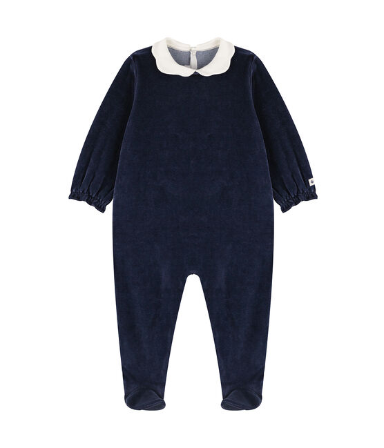 Baby-Strampler mit Samtkragen blau SMOKING