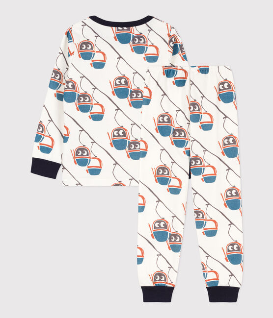 Kinderpyjama aus Molton mit Seilbahnmotiv weiss MARSHMALLOW/weiss MULTICO