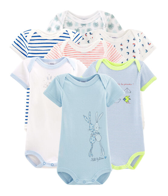 Überraschungsbeutel mit 7 kurzärmeligen Baby-Bodys für Jungen variante 1