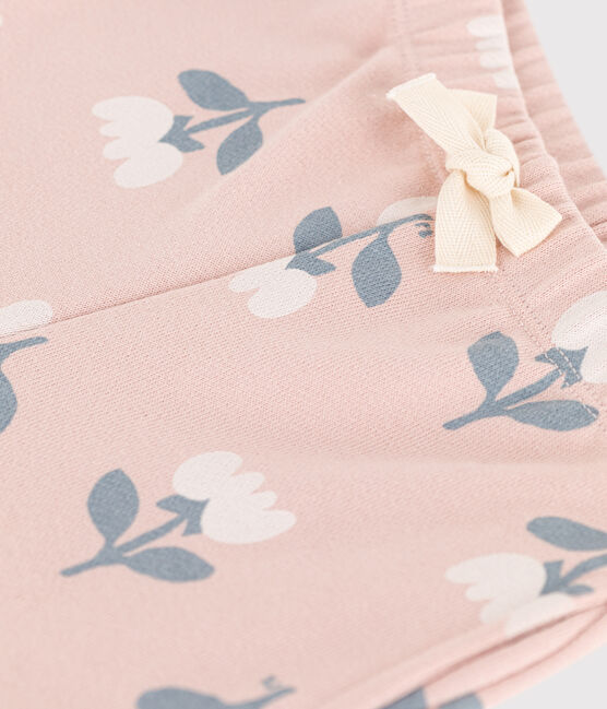 Baby-Hose aus bedrucktem Molton rosa SALINE/weiss MULTICO