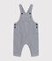 Lange Baby-Latzhause aus Leinenstoff blau MEDIEVAL/weiss MARSHMALLOW
