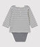 Baby-Body aus Bio-Baumwolle mit Marinestreifen weiss MARSHMALLOW/blau SMOKING