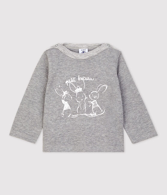 Langärmeliges Baby-T-Shirt für Jungen grau SUBWAY CHINE