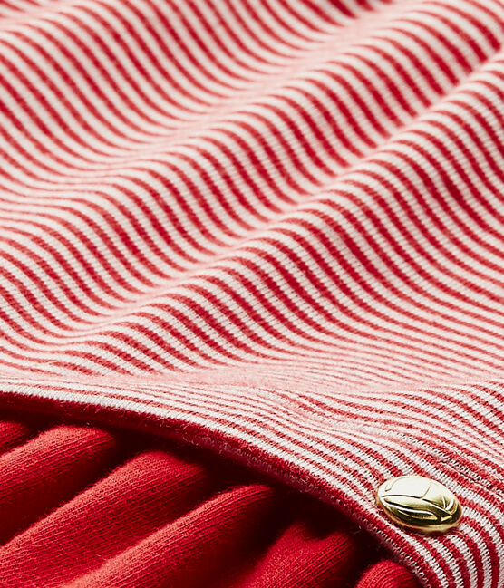 Baby-Mädchen-Kleid mit Milleraies-Ringelmuster rot TERKUIT/weiss MARSHMALLOW