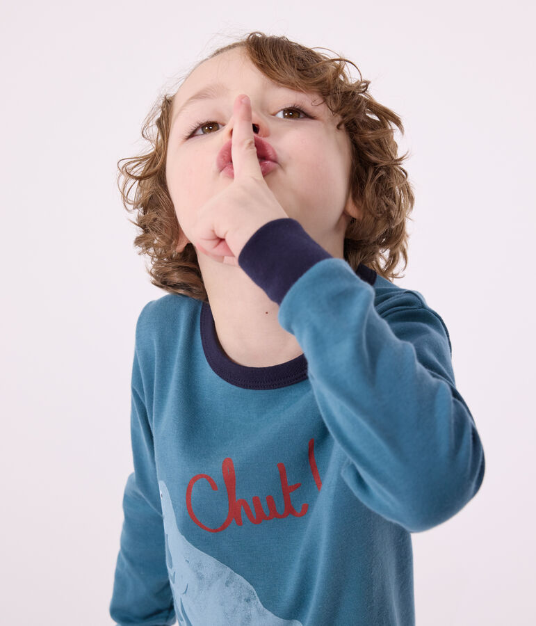 Lang&auml;rmeliger Kinder-Pyjama aus Baumwolle mit Dinos gr&uuml;n