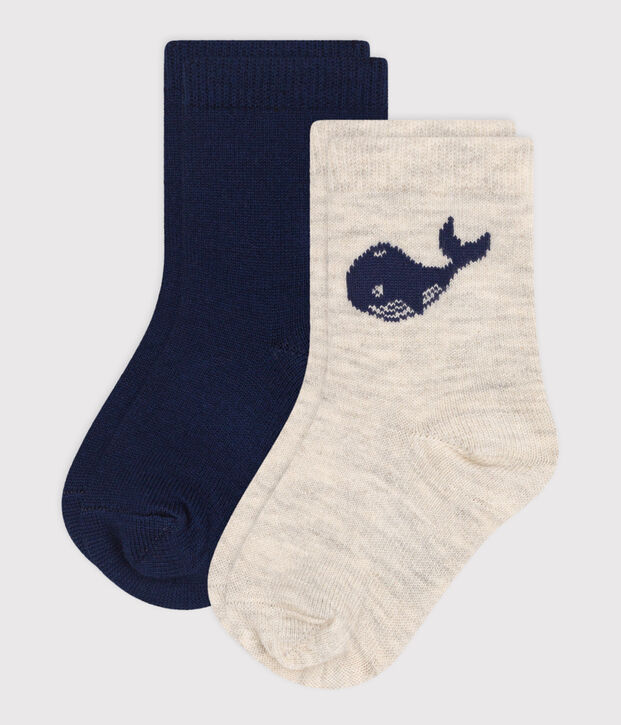 2 Paar Baby-Socken aus Baumwolle mit Wal-Motiv vielfarbig