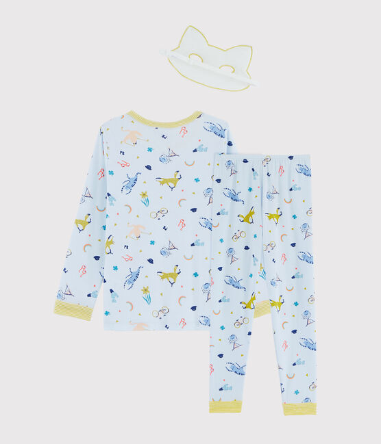 Kinderpyjama aus Rippstrick als Fuchskostüm für Jungen blau FRAICHEUR/weiss MULTICO