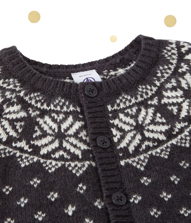 Baby-Jungen-Cardigan aus Wollgemisch grau/vielfarbig