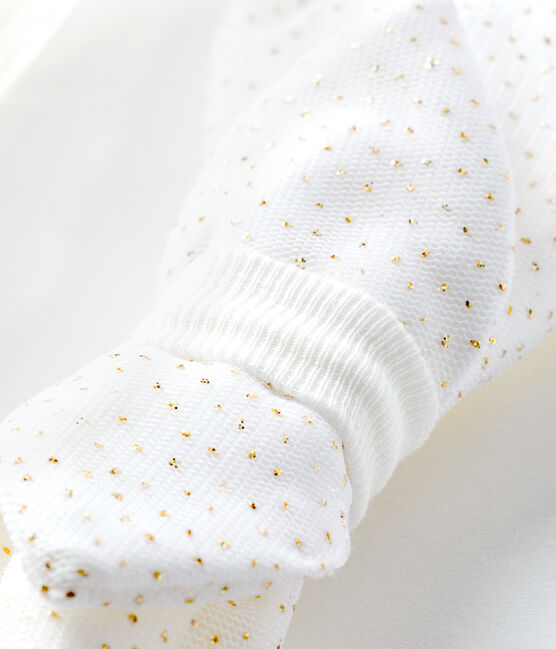 Baby-Haarband Mädchen aus Tüll weiss MARSHMALLOW/rosa COPPER