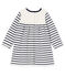 Langärmeliges gestreiftes Babykleid für Mädchen weiss MARSHMALLOW/blau SMOKING CN