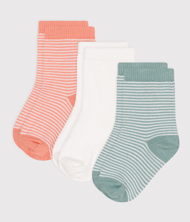 3er-Set Baby-Socken aus Baumwolle mit Ringelstreifen vielfarbig