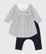Kleid mit Matrosenstreifen und Leggings aus Baumwolle für Babys
