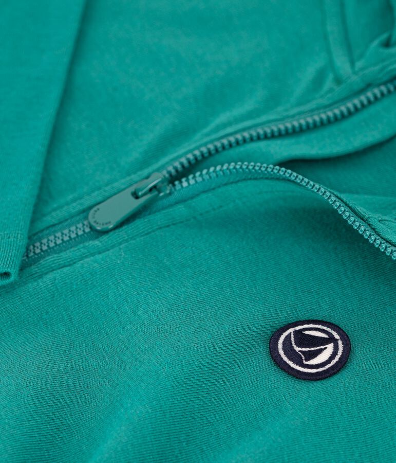 Kinder-Kapuzensweatshirt mit Rei&szlig;verschluss aus Baumwolle gr&uuml;n