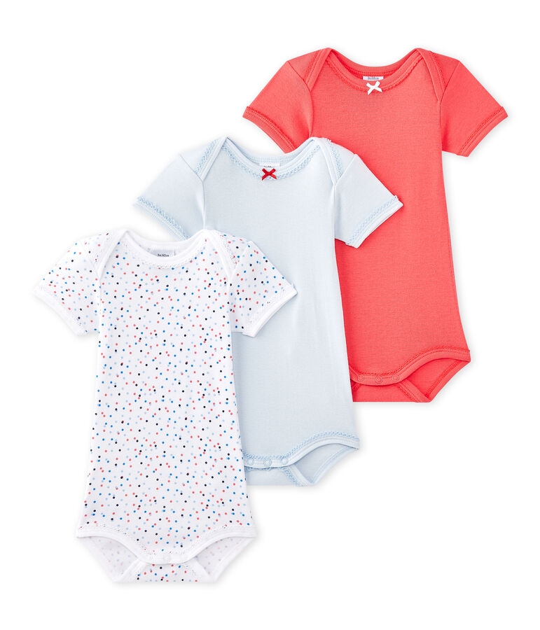 Kurz&auml;rmelige Baby-M&auml;dchen-Bodys im 3er-Set weiss
