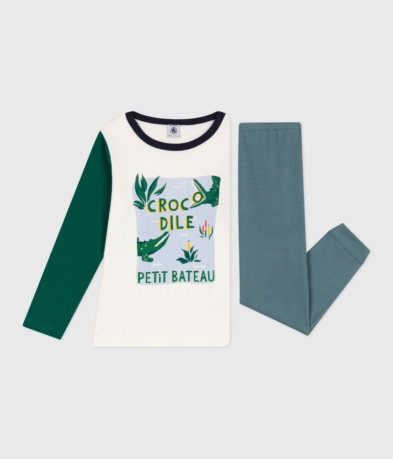 Kinder-Pyjama aus Baumwolle in zwei Farben blau/vielfarbig