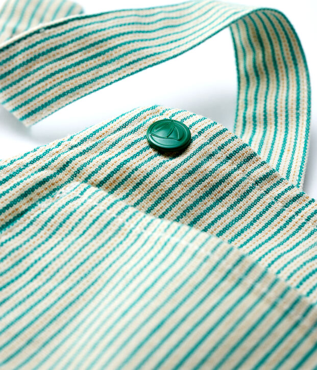 Kurze Baby-Latzhose aus Sergestoff f&uuml;r Jungen weiss/gr&uuml;n