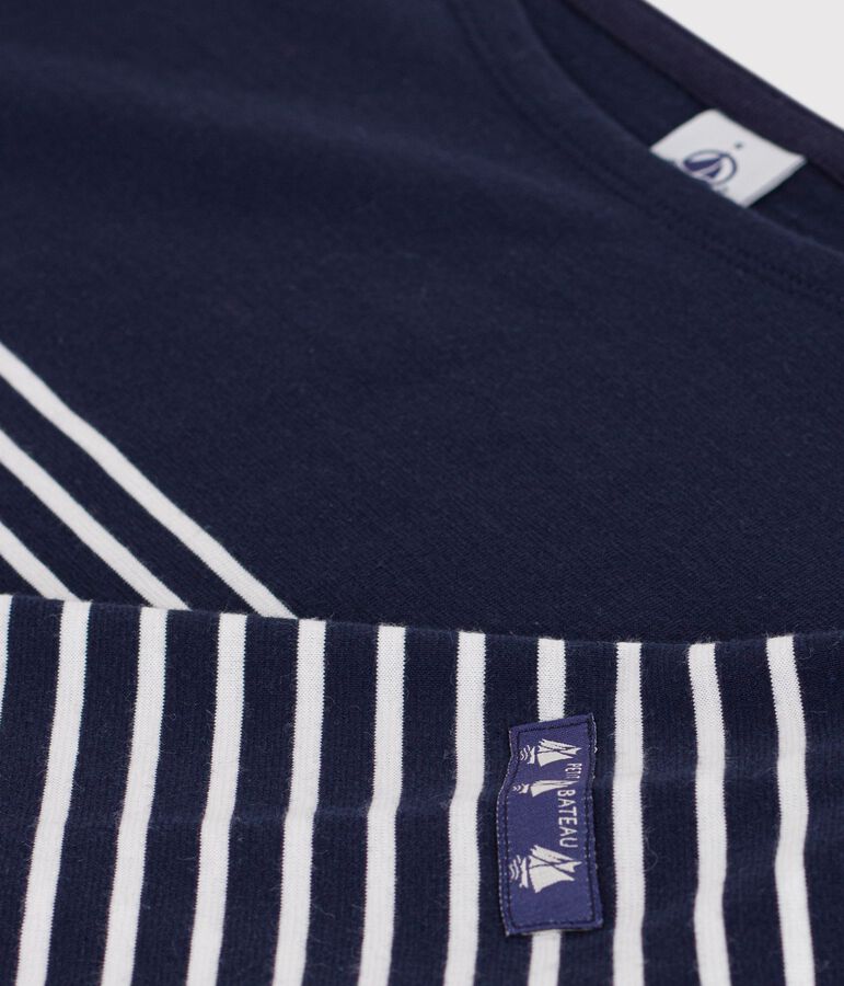 Damen-Shirt Marini&egrave;re aus Baumwolle mit Streifen blau/weiss