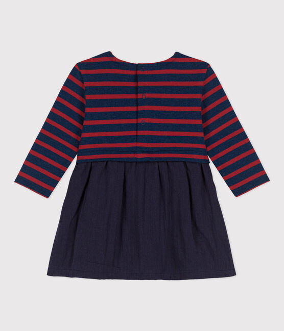 Langärmeliges Kleid für Mädchen blau SMOKING/ LITTORAL