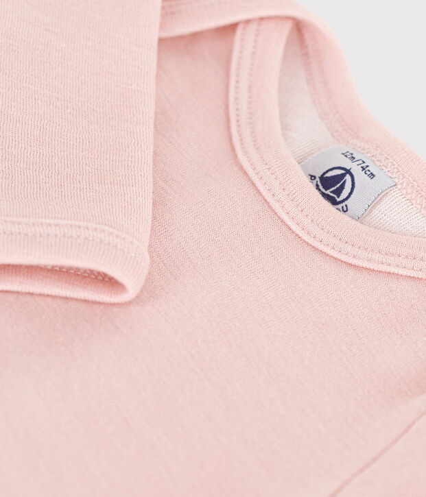 Lang&auml;rmeliger Baby-Body aus Wolle und Baumwolle rosa