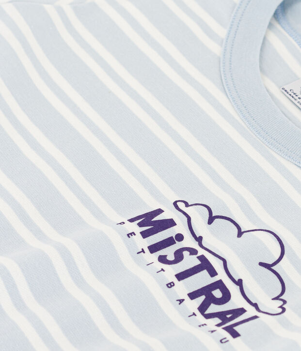 Gestreiftes Kinder-T-Shirt aus Baumwolle f&uuml;r Jungen blau/weiss