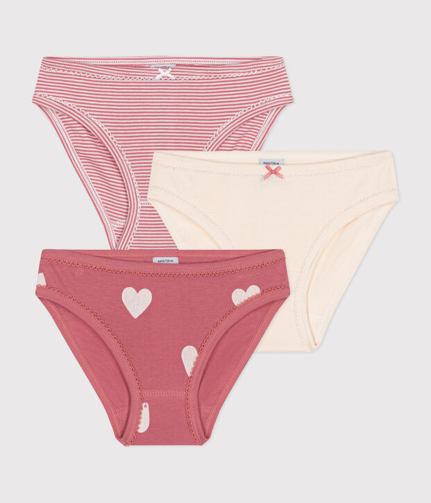 3er-Set Kinder-Slips aus Baumwolle mit Herzmotiv vielfarbig