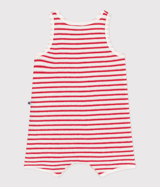 Baby-Kurzoverall aus Baumwolle mit Streifen rot MARSHMALLOW/ SPI