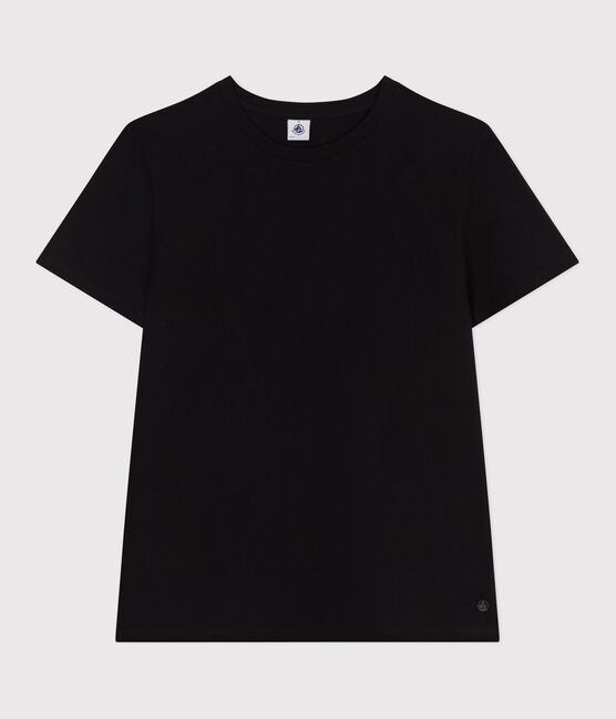 Damen T-Shirt Le Droit aus einfarbiger Baumwolle schwarz BLACK