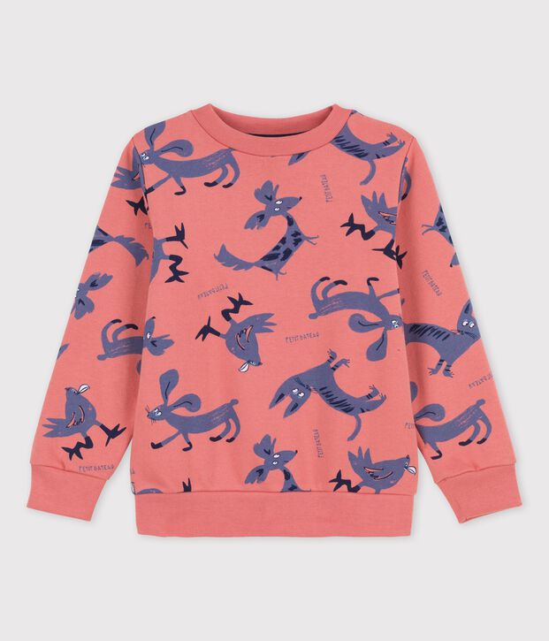 Kinder-Sweatshirt aus Molton rosa/vielfarbig