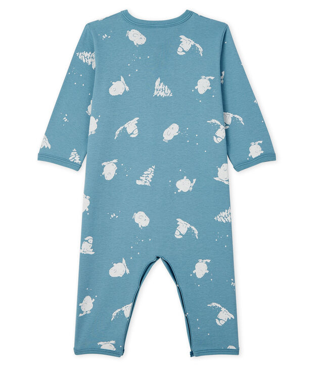 Fu&szlig;loser Baby-Strampler aus Baumwolle mit Yeti-Motiv blau/weiss