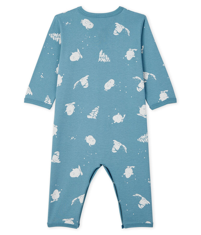 Fu&szlig;loser Baby-Strampler aus Baumwolle mit Yeti-Motiv blau BRUME/ MARSHMALLOW