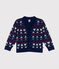 Kinder-Cardigan aus Woll- und Baumwoll-Jacquard für Jungen blau MEDIEVAL/weiss MULTICO