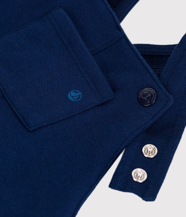 Langbeinige Baby-Latzhose aus einfarbiger Baumwolle blau