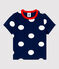 Kurzärmeliges Baby-T-Shirt aus Jersey mit Tupfenmuster blau MEDIEVAL/weiss MARSHMALLOW