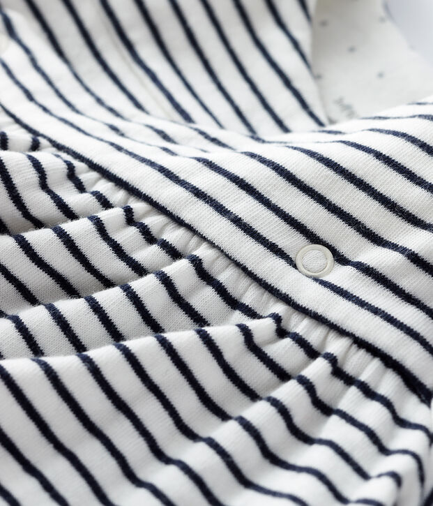 Lang&auml;rmeliges gestreiftes Baby-Kleid f&uuml;r M&auml;dchen aus Doppeljersey weiss/blau