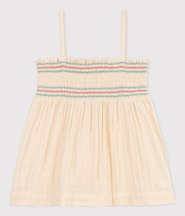 &Auml;rmellose Kinderbluse aus Musselin-Stoff f&uuml;r M&auml;dchen naturfarben