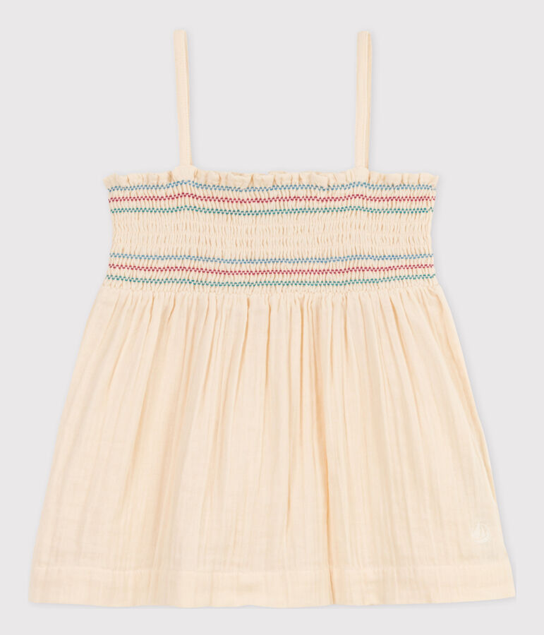 &Auml;rmellose Kinderbluse aus Musselin-Stoff f&uuml;r M&auml;dchen naturfarben