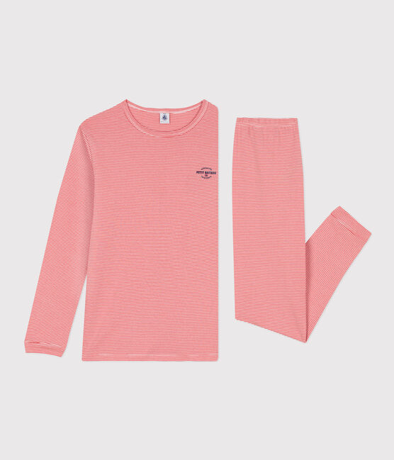 Kinderpyjama aus Baumwolle mit Streifen für Jungen orange OURSIN/weiss MARSHMALLOW