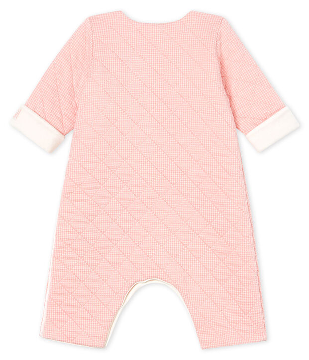 Langer Baby-Overall aus gestepptem Doppeljersey rosa/weiss