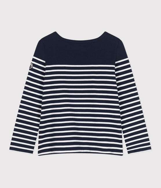 Langärmeliges Damen-Streifenshirt "Marinière" aus Baumwolle blau SMOKING/weiss MARSHMALLOW