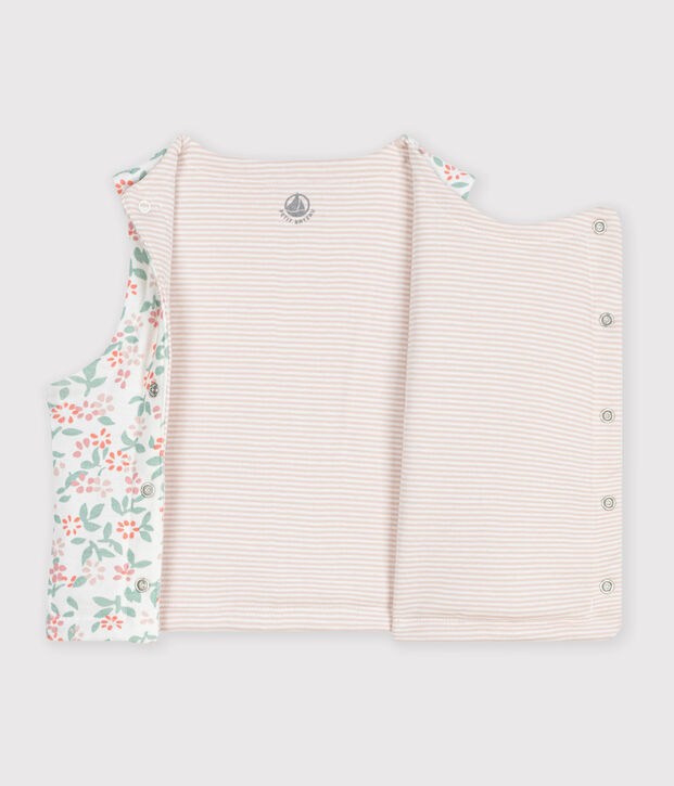 Wendbare Baby-Weste aus bedruckter Baumwolle weiss/rosa