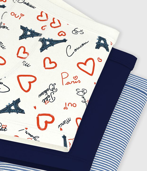 Set Kinder-Boxershorts mit &uuml;berzogenem Bund aus Baumwolle mit Paris-Motiv vielfarbig