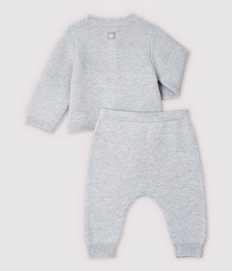 Zweiteiliges Baby-Set aus Bio-Baumwollstrick in Grau grau
