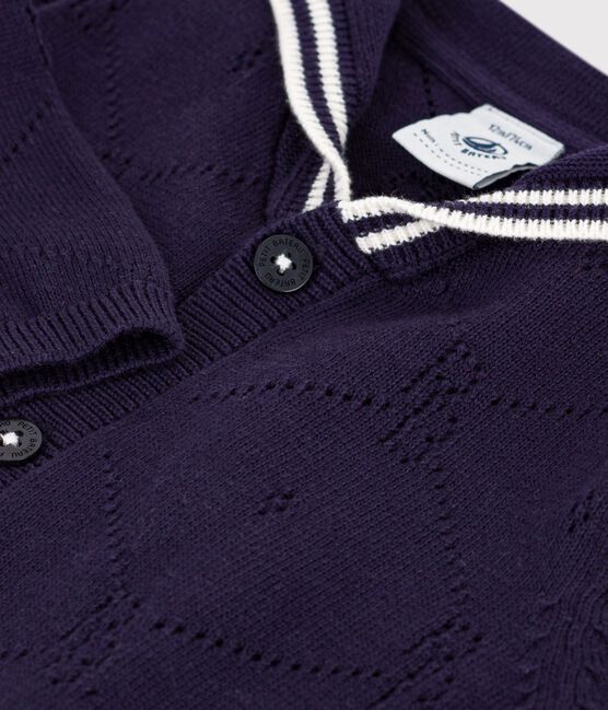 Baby-Cardigan mit Matrosenkragen aus Baumwolle mit Lochstickerei blau SOIR
