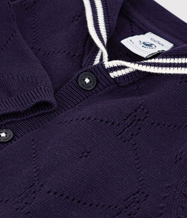 Baby-Cardigan mit Matrosenkragen aus Baumwolle mit Lochstickerei SOIR