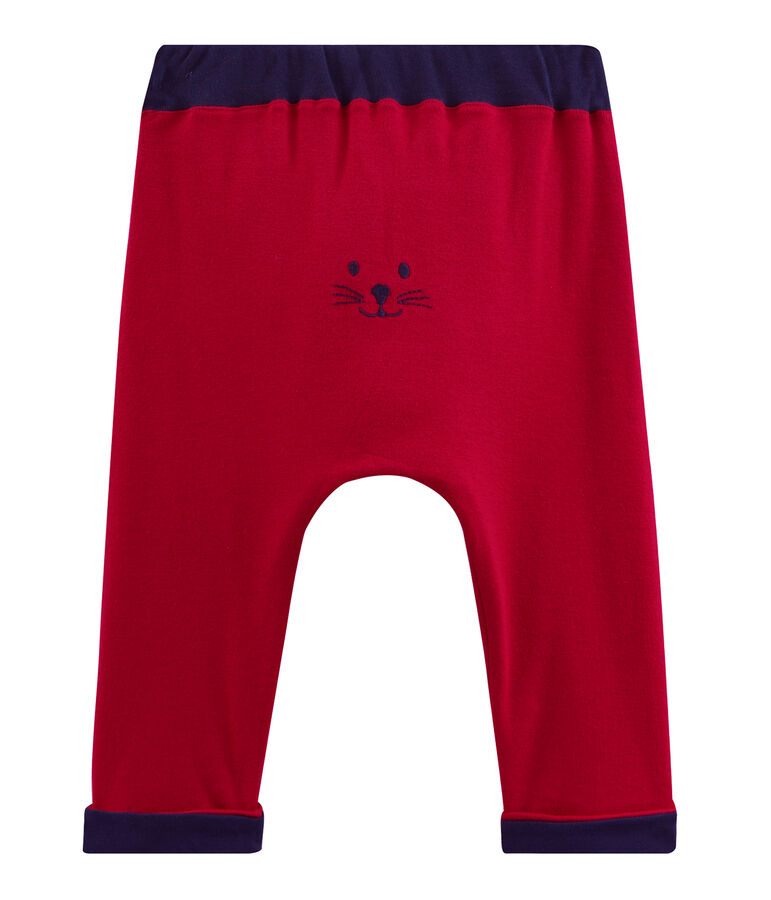 Einfarbige Strick-Babyhose Jungen rot