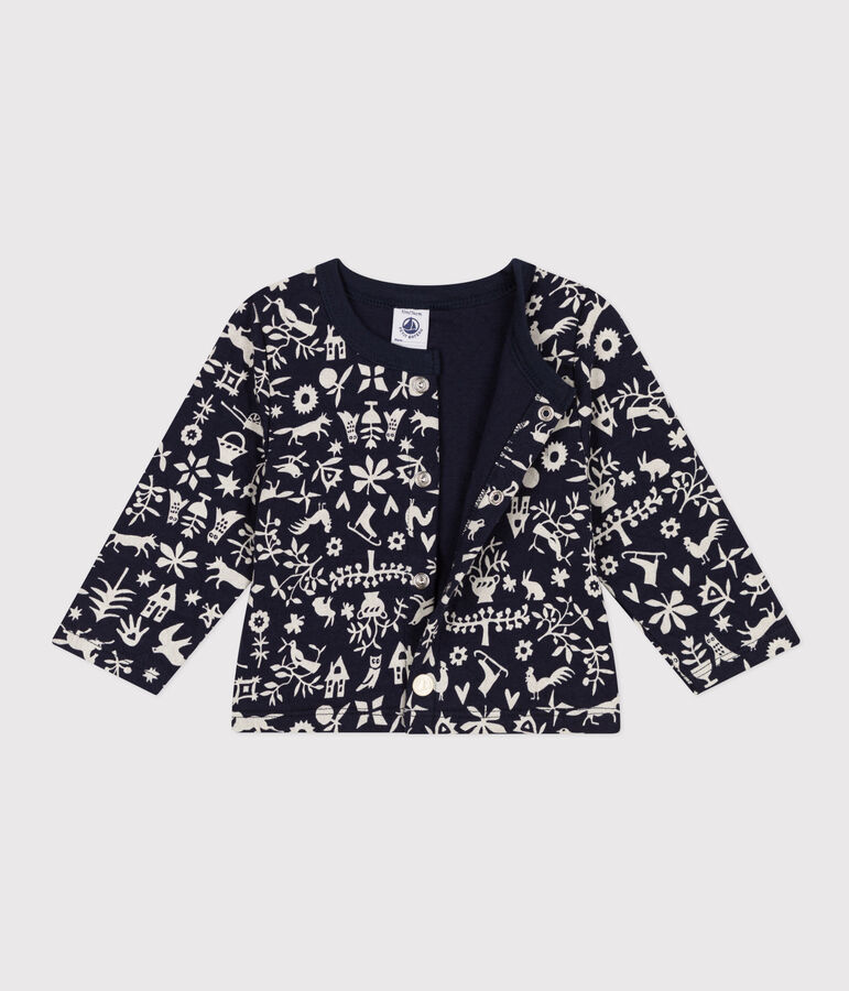 Baby-Cardigan aus gestepptem Doppeljersey mit Aufdruck blau SMOKING/ AVALANCHE