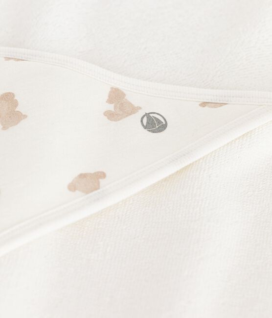 Viereckiges Baby-Badetuch aus Baumwolle MARSHMALLOW/ BRUN