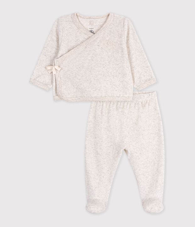 Baby-Set aus einfarbiger Baumwolle mit Bruststickerei MONTELIMAR CHINE