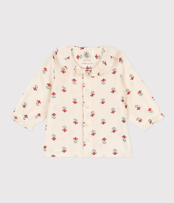 Langärmelige Babybluse aus Musselin-Stoff weiss AVALANCHE/ MULTICO
